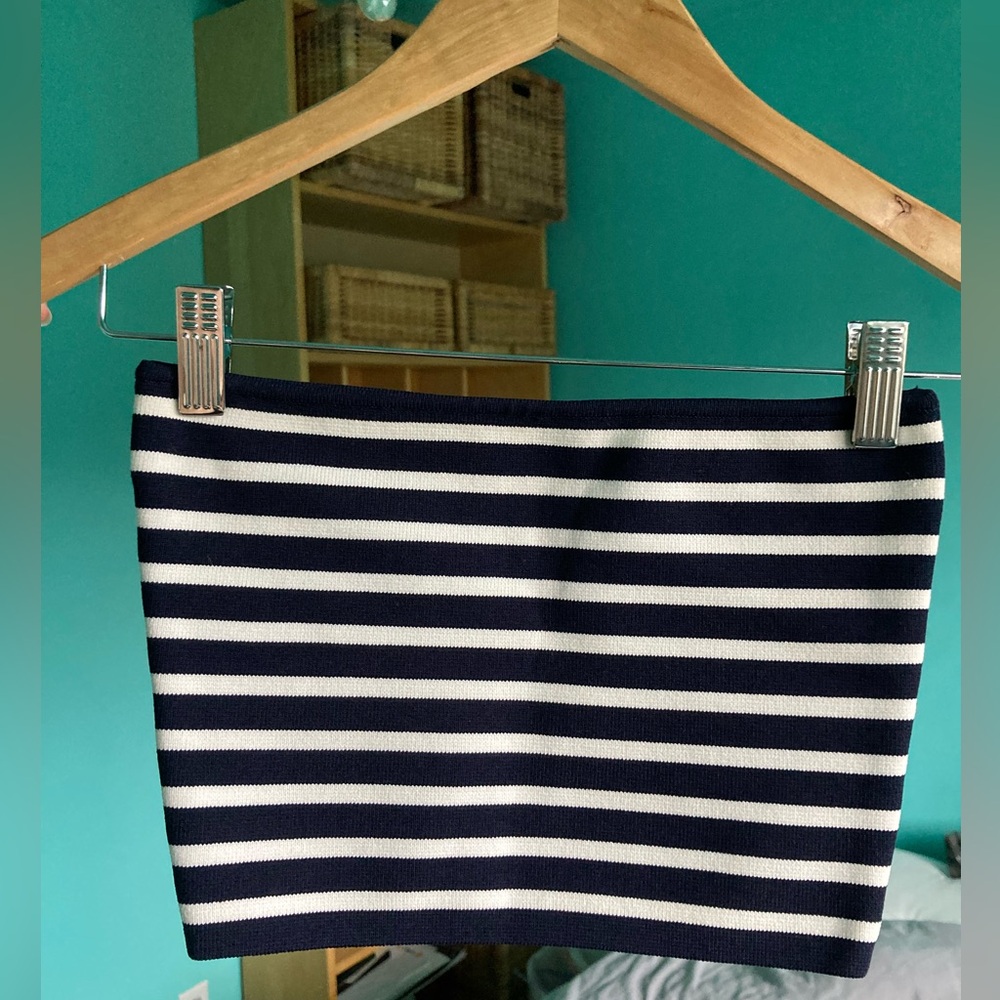 Aritzia tube top (navy and white)